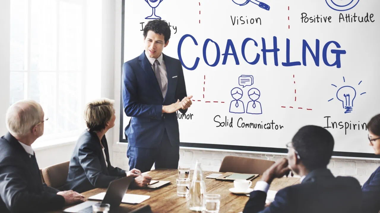 Coaching Coach Development Educating Guide Concept Coaching Coach Development Educating Guide Concept