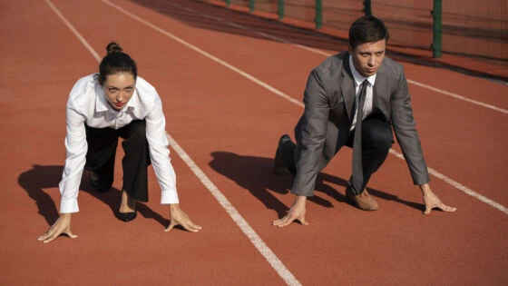 Full Shot People Running Suits